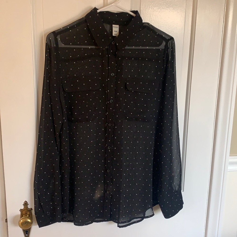 Sheer Black Polka Dot Blouse